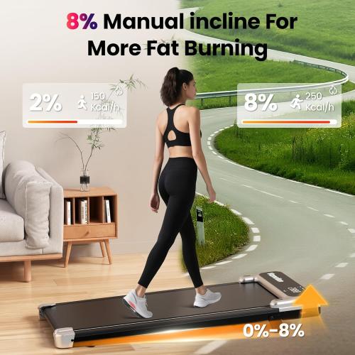 Walking Pad,Under Desk Treadmill with Incline,2.5HP Low Noise Walking Pad with Remote and LED Display,Portable Walking Pad with 265 lbs Weight Capacity,Under Desk Treadmill Home Office