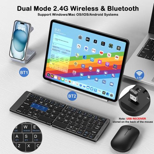 Foldable Keyboard and Mouse, EDJO Folding Wireless