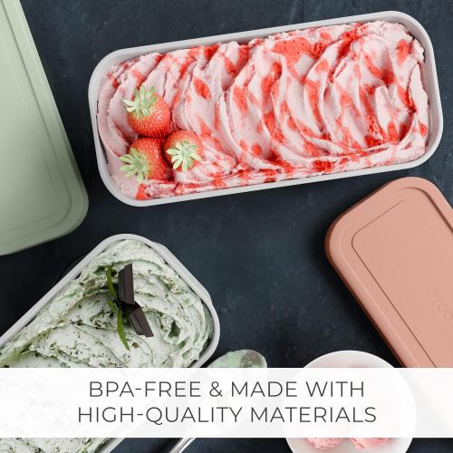 ZICOTO Set of 2 Reusable Ice Cream Tub Containers 2 Quart Each with Lids