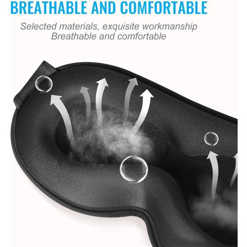 Sleep Mask,Upgraded 3D Deep Contoured Eye Mask for Sleeping,No Pressure Eye Covers 99% Block Out Light Eye Mask with Adjustable Elastic Strap for Sleeping, Yoga, Traveling (1pc,Black)