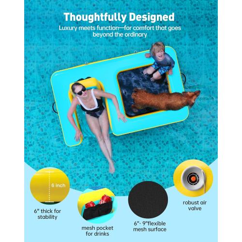 Innovative Inflatable Dog Pool Float with Seat – Durable PVC Water Raft for Adults & Dogs – Enjoy Water Fun Together – 242 lbs Capacity – Portable Floating Lounge