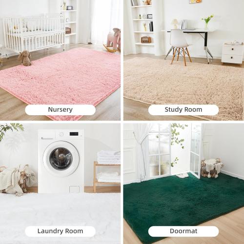 Litanika 4x6 Shag Area Rug for Living Room Bedroom, Pink High Pile Soft Plush Shaggy Furry Cute Bedside Playroom Dorm Carpet, Non-Slip, Non-Shedding Modern Indoor Floor Rug