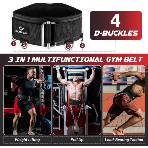 3-in-1 Weighted Pull Up Belt for Men, Weight Lifting Dip Belt with 40.6 IN Chain & Self Locking, Weighted Gym Belt for Pull Up, Squat, Powerlifting & Deadlift, Capacity Up to 350 LBS