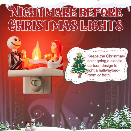 Nightmare Be Christmas Campfire Nightlight,2026 Halloween Flickering Night Light Plug in,Nightmare Christmas Birthday Decorations