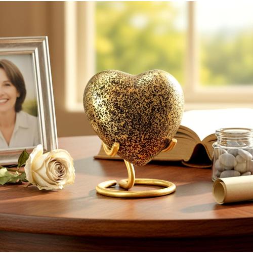 Esplanade Heart Shape Cremation Urn Memorial Container Jar Pot | Metal Urns | Memorial Keepsake Urns