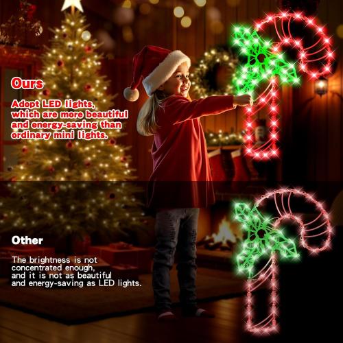 4 Pack Christmas Window Silhouette LED Lights Decorations, Santa Claus, Xmas Trees, Candy Cane, Snow Man Christmas Window Light with 50 Bulbs for Holiday Wall Door Glass Decorations