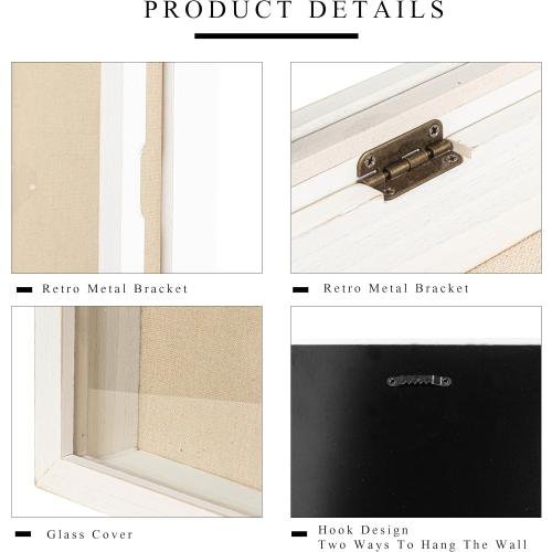 Freezing point Shadow Box Frame 8x25 Flower Shadow Box Pin Display Case Cabinet Picture Frame with Linen Back Memorabilia Awards Medals Badge Bouquet Wedding Memory Box for Keepsakes Long White