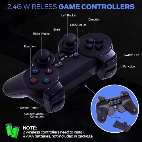 Retro Gaming Console, Retro Game Console, Wireless Retro Game Console, Plug & Play Video TV with 25000  Built-in Games, 4K HDMI Output, and 2.4GHz Wireless Controller, 9 Classic Emulators, Black