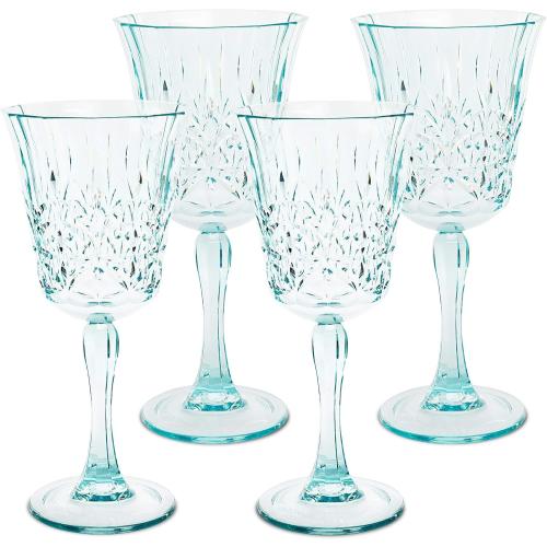 BELLAFORTE Shatterproof Tritan Wine Glass, Set of 4, 10oz - Myrtle Beach Plastic Wine Glasses - Unbreakable Wine Goblets for Indoor and Outdoor Use - BPA Free - Dishwasher Safe - Teal