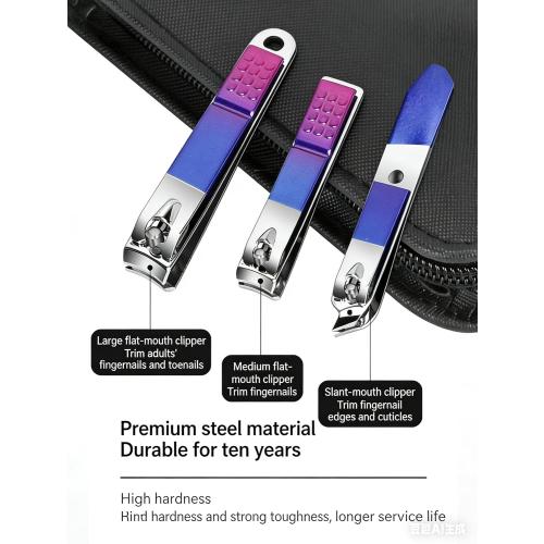 9 Pcs Nail Clippers Set Fingernail and Toenail Clipper Cutters Manicure Pedicure Kit Stainless Steel Professional Grooming Kits Nail Care Tools with Portable Travel Case,Dazzling Color