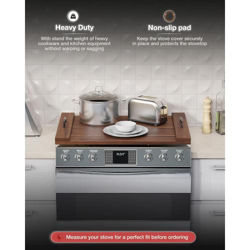 Bluewest Gas Stove Burner Covers, Wooden Noodle Board with Handle, Walnut | Extra-Thick Wooden RV Stovetop and Sink Cover Doubles as a Tray, Creating Extra Kitchen Counter Space for Prep and Serving.