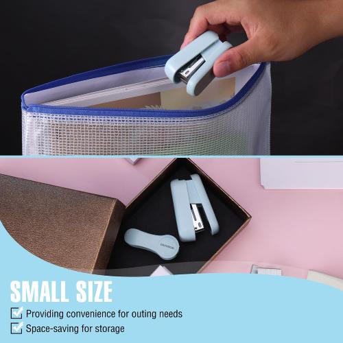 WORKPRO Mini Stapler with Staples, Blue Stapler Set Includes Two Small Staplers, One Staple Remover, 2000 Standard Staples, Lock Design, Non-Slip Base - Staplers for Desk, Classroom, Office