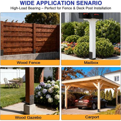 6x6 Concrete Post Anchor, Heavy Duty Stainless Steel Concrete Fence Post Holder with Air Flow Channe Post Base Bracket for Fence, Deck Railing,Pergola, 2Pack[Patent Pending]