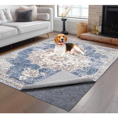 Non-Slip Rug Pads 8 x 10 ft, 100% Waterproof Extra Large Area Rugs Non Skid Rug Pad for All Floors and Finishes Durable Hardwood Floor Protective Felt Keeps Rugs in Place, Safe and Secure