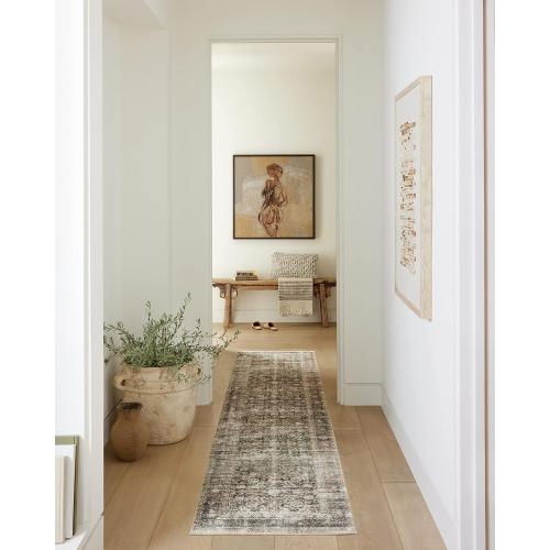 Loloi Amber Lewis Morgan Collection MOG-02 Navy/Sand 2'-0 x 5'-0 Accent Rug, Neutral Area Rug for Room Décor, Vintage Rug Inspired, Soft Area Rug for Living Room, Bedroom, Dining Area
