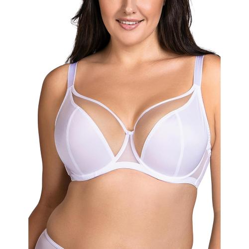 Non-Padded Bra Soft Mesh Elegant Bra Upper Cups Smooth Lower Cups Adjustable Straps Supportive Wires