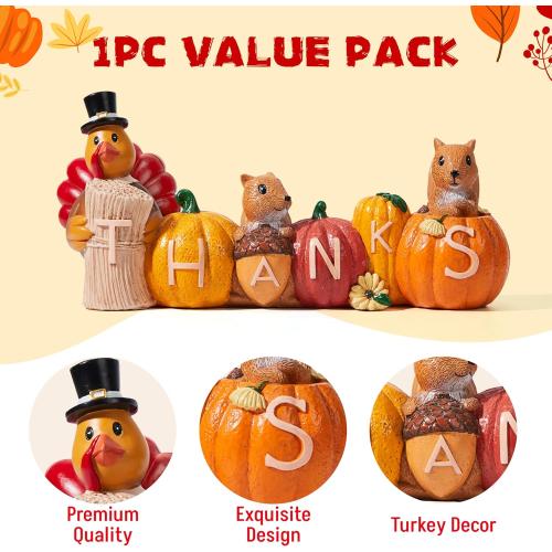 JOYIN Thanksgiving Pumpkin Turkey Tabletop Centerpiece Decor, Resin Turkey Figurines, Thanksgiving Decoration, Fall Harvest Tabletop, Indoor Kitchen, Party Supplies, Autumn Decor