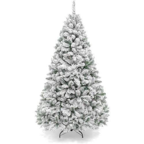Best Choice Products Artificial Christmas Tree, 9ft Unlit Snow Flocked Design Pine Tree, Full Appearance Snowy w/Easy Assembly, Metal Stand