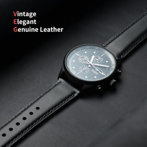 Fullmosa Leather Watch Bands for Men, 22mm 20mm 18mm Quick Release Watch Bands Strap - Burnished Band Vintage Wristband with Stainless Steel Metal Clasp