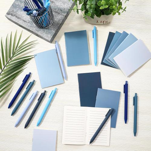 Mini Notebooks with Ballpoint Pens Bulk, 20 Set, Blue Series Colors