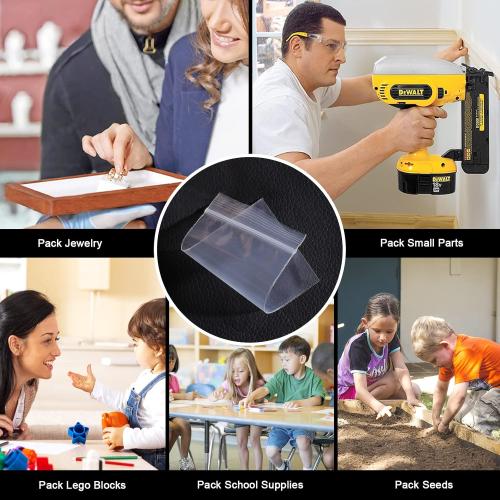 Mini Plastic Bags 2 x 2 Transparent Reusable Zipper Storage Bags for Jewelry, Candy, Coins