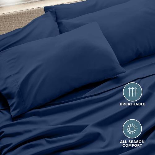 Bare Home Pillowcases Open End (Standard 4 Pack, Dark Blue)