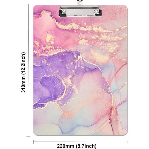 Fashion Clipboard, A4 Letter Size Wooden Decorative Clipboards for Teacher, Nurse, Doctor,Student and Kids, Cute Design for Standard Size 12.2 x 8.9 (C-Pink Purple Marble)