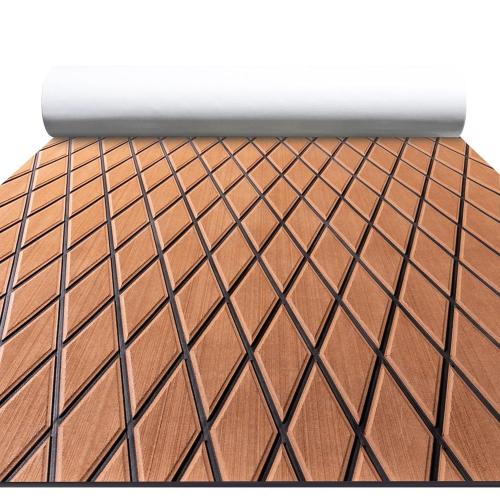 Boat Flooring EVA Foam Boat Decking Marine Mat Non-Slip Self-Adhesive Flooring Sheet for Motorboat Jon Boats Bass Boat Kayak RV Floor, 94.5''x 47.2'', Brown with Black Lines