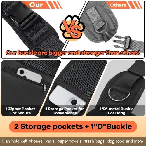 YUDODO Pet Sling Carrier for Small Dogs & Cats – Hands-Free Puppy Carrier with Safety Hook, Large Zipper Pocket, Soft Breathable Mesh, Adjustable Strap & Reflective Strip (Black 2.0 S)