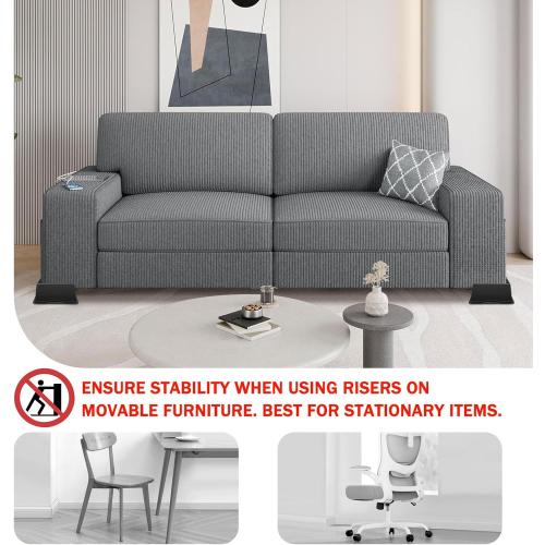 Bed Risers 2 Inch Heavy Duty,Oversized Couch Risers, Extra Wide Furniture Risers for Sofa Table Desk Headboard Chair Lifting,Rectangle Risering Blocks Support 6000 lbs(8 Pack Black)