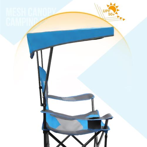 Color Blue ALPHA CAMP Heavy Duty Canopy Lounge Chair Sunshade Hiking Travel Chair with Cup Holder