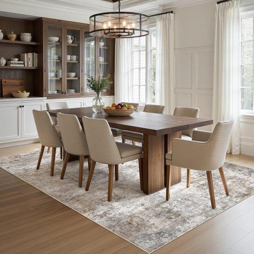 UERMEI Area Rug Living Room Rugs - Washable Neutral Modern Abstract Soft Thin Large Rug Indoor Floor Non Slip Rug Carpet for Bedroom Under Dining Table Home Office Decor - Brown Grey