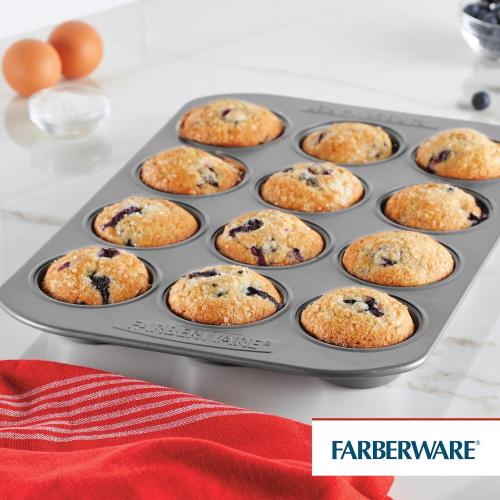 Farberware Bakeware Nonstick Muffin Pan, 12-Cup, Cupcake Baking Pan, Gray ‼️mild stains‼️