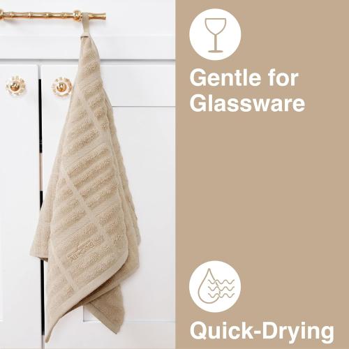 All-Clad Solid Kitchen Towel: Highly Absorbent, Super Soft Long Lasting - 100% Cotton, 17x30 Tea Towel for Cleaning & Drying Dishes, Pans, Glassware, or Countertops, (6-Pack), Cappuccino