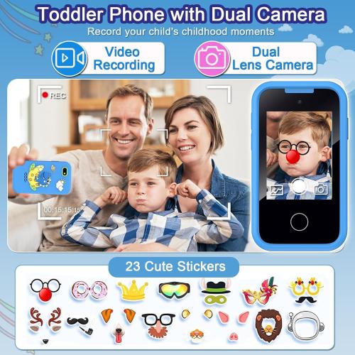 Kids Phone Toys for Boys, 3 4 5 6 7 8 Year Old Boys Girls Christmas Birthday Gifts for Kids, 2.8 Touchscreen Smartphone Toddler Cell Phone, Children Play Toy Phone with Camera, Game, Music, 8GB Card