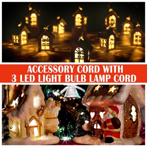 Kingdder Accessory Cord with 5 Led Light Bulb 7.5 Feet Christmas Village Accessories Sets for Christmas Indoor Lamp Cord with Switch LED Light for Holiday Village House Decors Crafts(2 Sets)