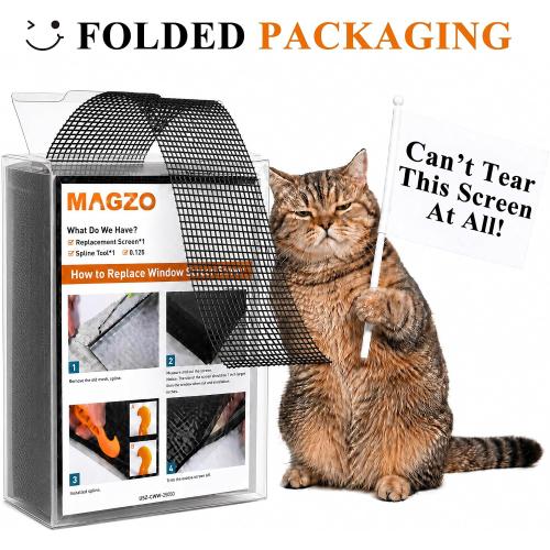 MAGZO Pet Proof Window&Door Screen Replacement Mesh, 48 W x 99 L, Black