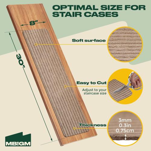 MBIGM 8 X 30 (15 in Pack) Non-Slip Carpet Stair Treads Non-Skid Safety Rug Slip Resistant Indoor Runner for Kids Elders & Pets with Reusable Adhesive - Cornstalk - Carpet Pads for Stairs