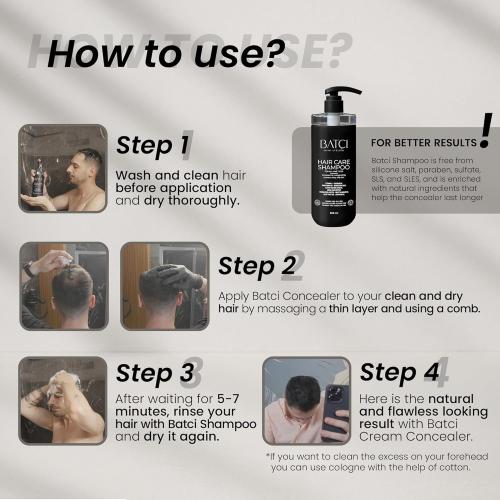 Batcı Hair Concealer & Filling Cream for Bald Spots & Thinning Hair – Waterproof, Sweat-Proof Scalp Coverage – Natural Root Touch-Up Cream for Men & Women – 1.69 Fl Oz 50 ml