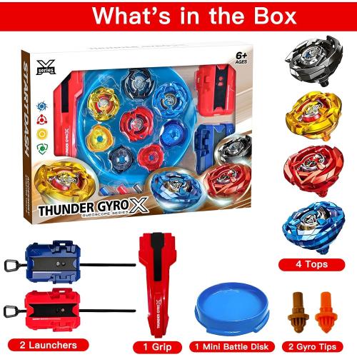 Gyro X Pro 4 Tops w/2 Launchers,Arena,Kids Xmas Halloween Birthday Gift