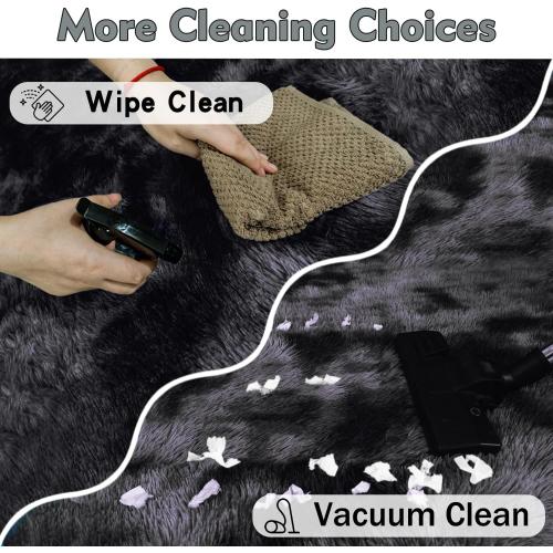 Rezutan Small Area Rug, 2x3 Rug for Bedroom Shaggy Throw Rugs for Dorm Rug, Soft Tie Dyed Carpet for Kids Room, Plush Non-Slip Fluffy Bedside Rug for Home Decor Aesthetic,Black Grey Tie-Dyed