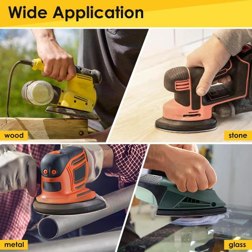 5 Pcs 6 Holes Foam Sanding Pads with 30 Pcs Mouse Sander Sandpaper