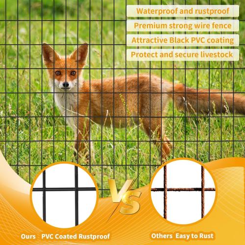 Garden Fence 48in x 100ft, 2 x 3 Inch 16GA, Chicken Wire Mesh Garden Border Fencing Roll Vinyl Coating Metal Wire Mesh Hardware Cloth for Yard Vegetable Plant Protection Poultry Netting