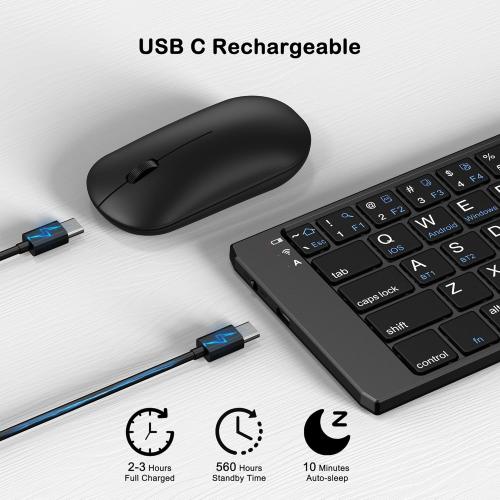 Foldable Keyboard and Mouse, EDJO Folding Wireless
