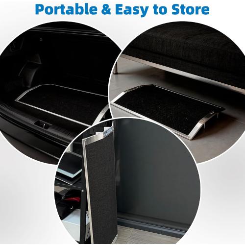 27.75 L x 1.65 H Bridge Threshold Ramp for Doorways–Fits 2.85–6 Wide Thresholds with Adjustable Support Bars Non-Slip Aluminum Wheelchair Ramps for Home Steps,Sliding Door Ramp for Wheelchair