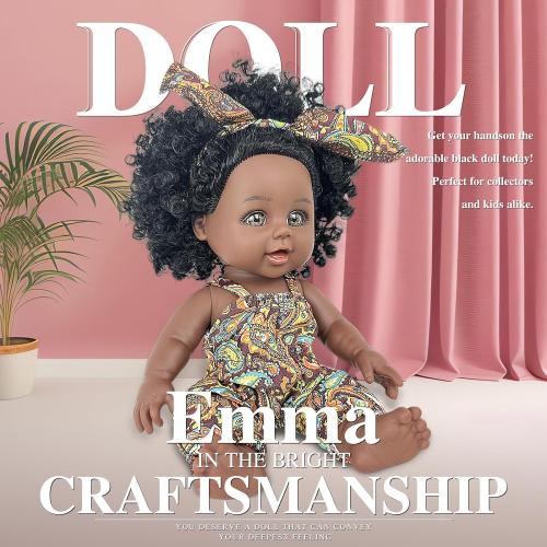 Nice2you Black Baby Doll, 10 inch American African Girl Doll with Dress, Realistic Reborn for Kids Aged 2 3 4 5 6, Silicone Small Toy Curly Hair Birthday Gift, Brown, BD-1