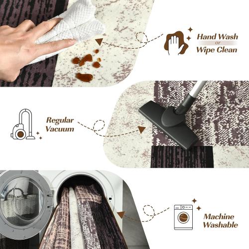Large Area Rugs,Modern Geometric Patchwork Floor Decor for Bedroom Aesthetic Carpet, Rockwood Collection, Indoor Rugs for Living Room Dining Room Nursery Office Machine Washable Rug, Chocolate