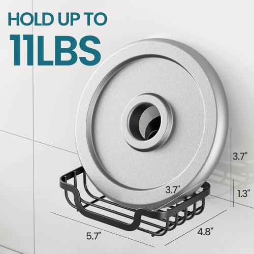 TAILI Soap Holder Dish Suction Cup, Bar Shampoo Rack for Shower Wall, Draining Soap Saver Tray for Bathroom, Rustproof Stainless Steel Sponge Holder for Tub, Kitchen, Drill-Free, Black