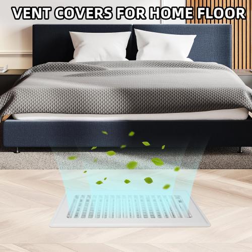 Floor Register 4x10, 4 Pack Floor Vent Covers for Home Floor Heavy Duty Steel Panel Walkable Floor Grates Adjustable Air Vent Covers 4 x 10 Floor Vent, White