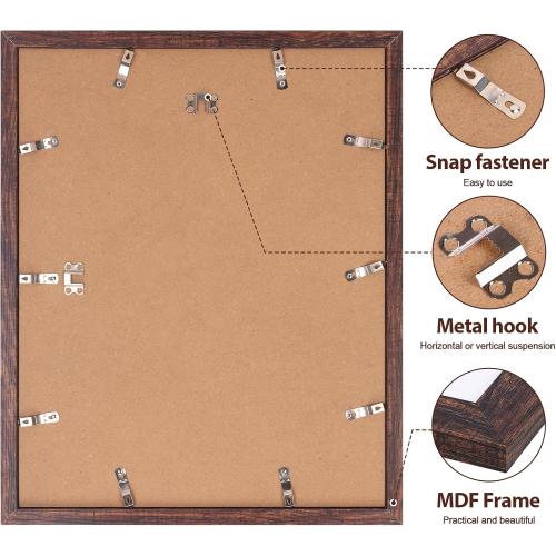 Fixwal 16x20 Picture Frame, Display Pictures 11x14 with Mat or 16x20 Without Mat, Brown Poster Frame for Wall Mounting Decor,